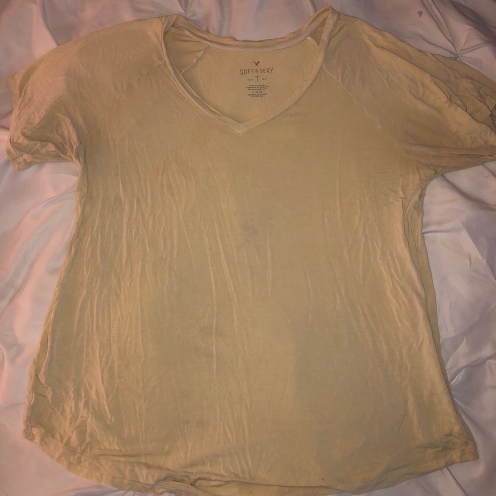 American eagle soft & sexy pale yellow tshirt